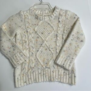 OshKosh B'gosh Girls 5T Cream Speckled Cable Knit Sweater Pullover Winter Cozy